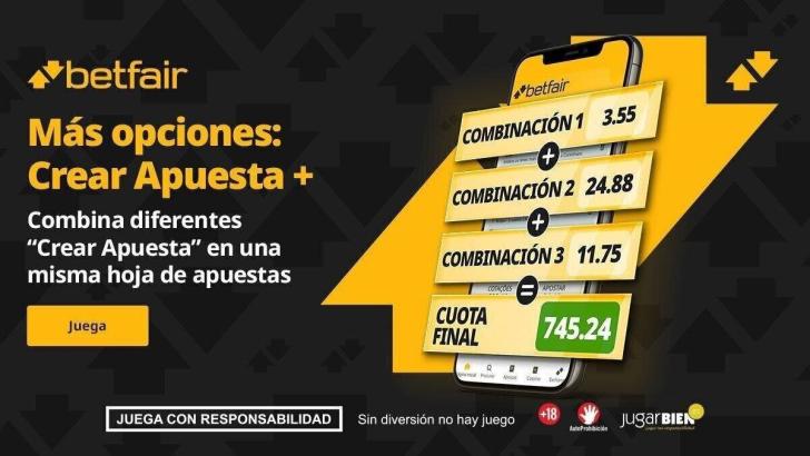 Interfaz de creación de apuestas en Betfair